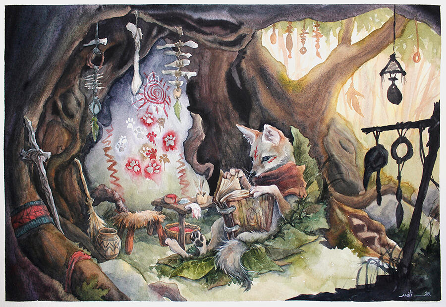 Raposa-do-campo (Lycalopex vetulus) leitora e artista