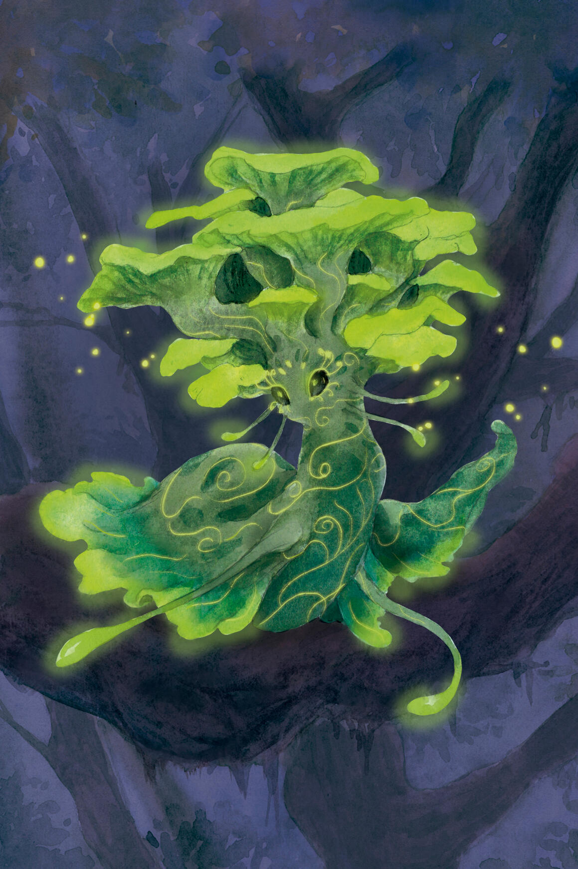 Ao cair da noite, a bioluminescência de alguns fungos da Mata Atlântica pode atrair criaturas curiosas